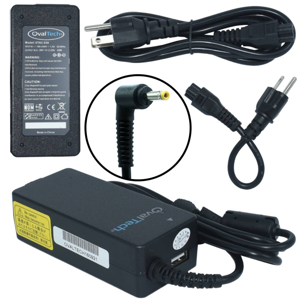 Cargador / Adaptador para Laptop OVALTECH OTAC-E68 de 45W 20V 2.25A (4.0*1.7) - Cargador / Adaptador para Laptop OVALTECH OTAC-E68 de 45W 20V 2.25A (4.0*1.7) -